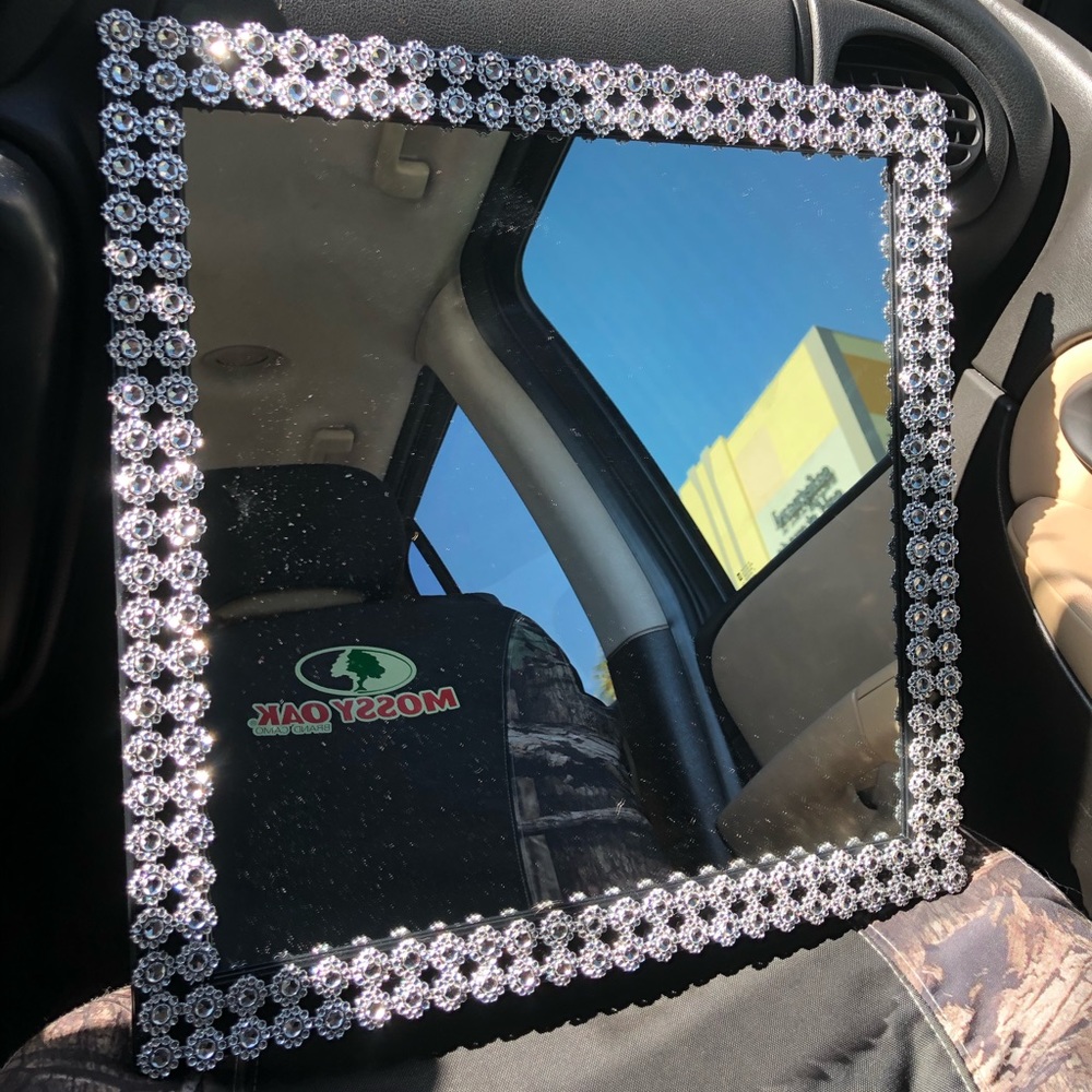 Silver Decor and White Frame Mirror